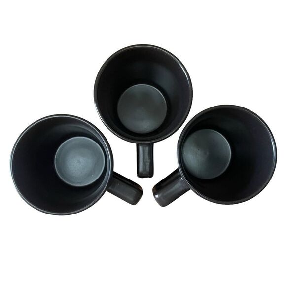 Stone+Lain Chocolate Brown Matte Square Handle Stoneware Mug Trio Set of 3 - Picture 3 of 11